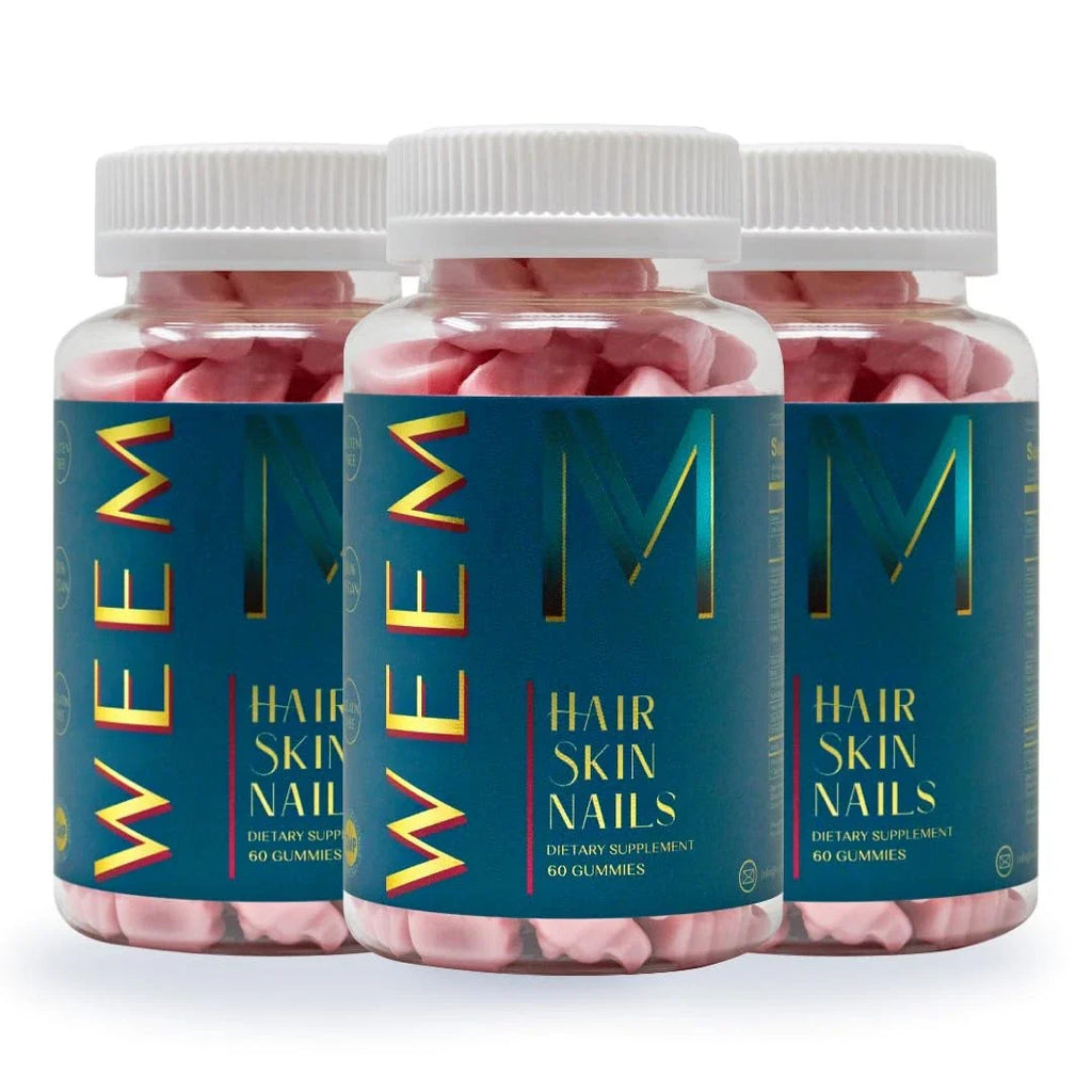 Hair Skin Nails Gummies Biotin Vitamins Vegan Extra Strength Pack WEEM Supports