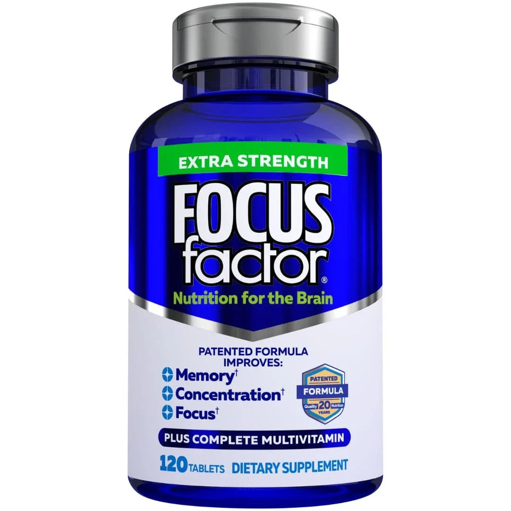 Focus Factor Adults Extra Strength, 120 Count - Brain Supplement for Memory, Con