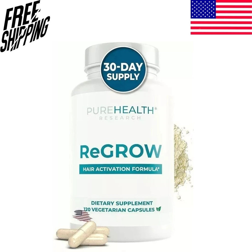 ReGrow Hair Growth Vitamins with Biotin, Hair Supplement by PureHealth Research.