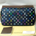 LOUIS VUITTON X Murakami Black MultiColor Full Zip Wallet Pink Interior Passport
