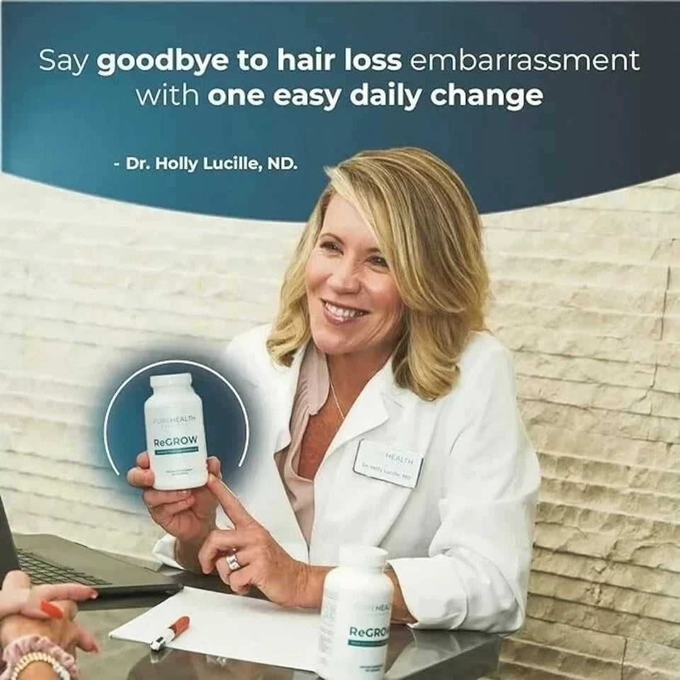 ReGrow Hair Growth Vitamins with Biotin, Hair Supplement by PureHealth Research.